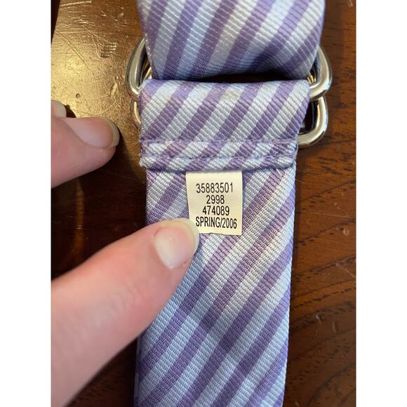 Diagonal Stripe 2006 Double D-Ring Buckle Belt Purple Blue 2000's - Picture 3 of 4